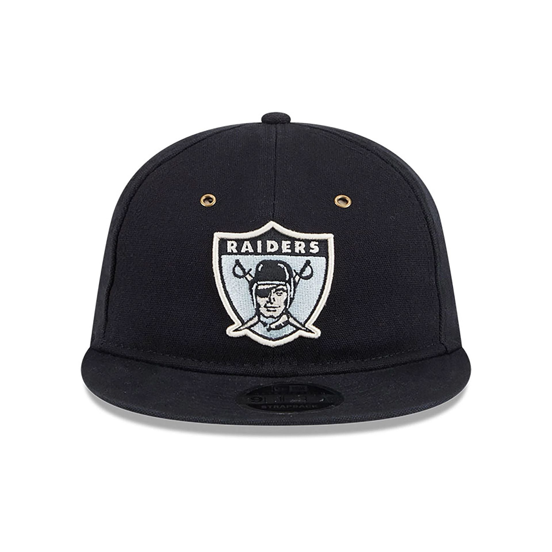 This is a Oakland Raiders Cotton Canvas Black Retro Crown 9FIFTY Strapback Cap 3