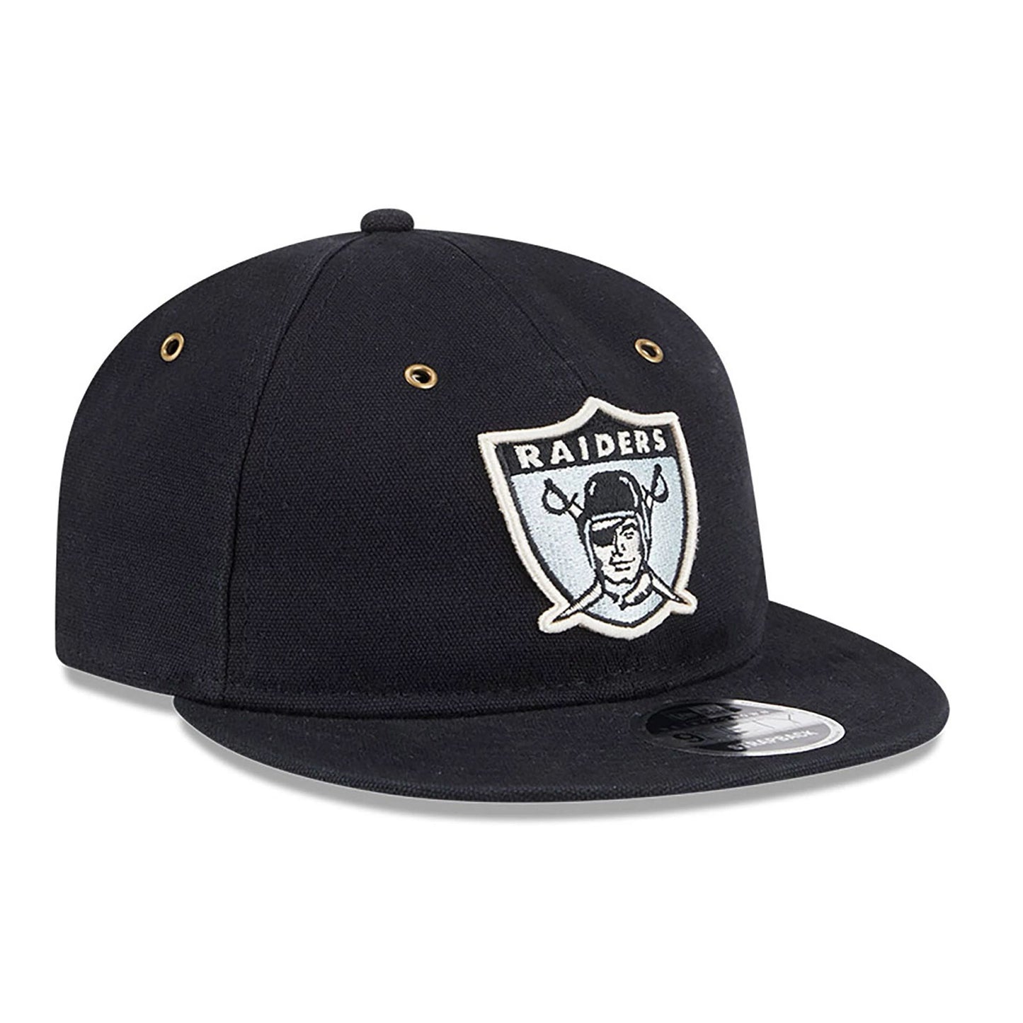 This is a Oakland Raiders Cotton Canvas Black Retro Crown 9FIFTY Strapback Cap 4