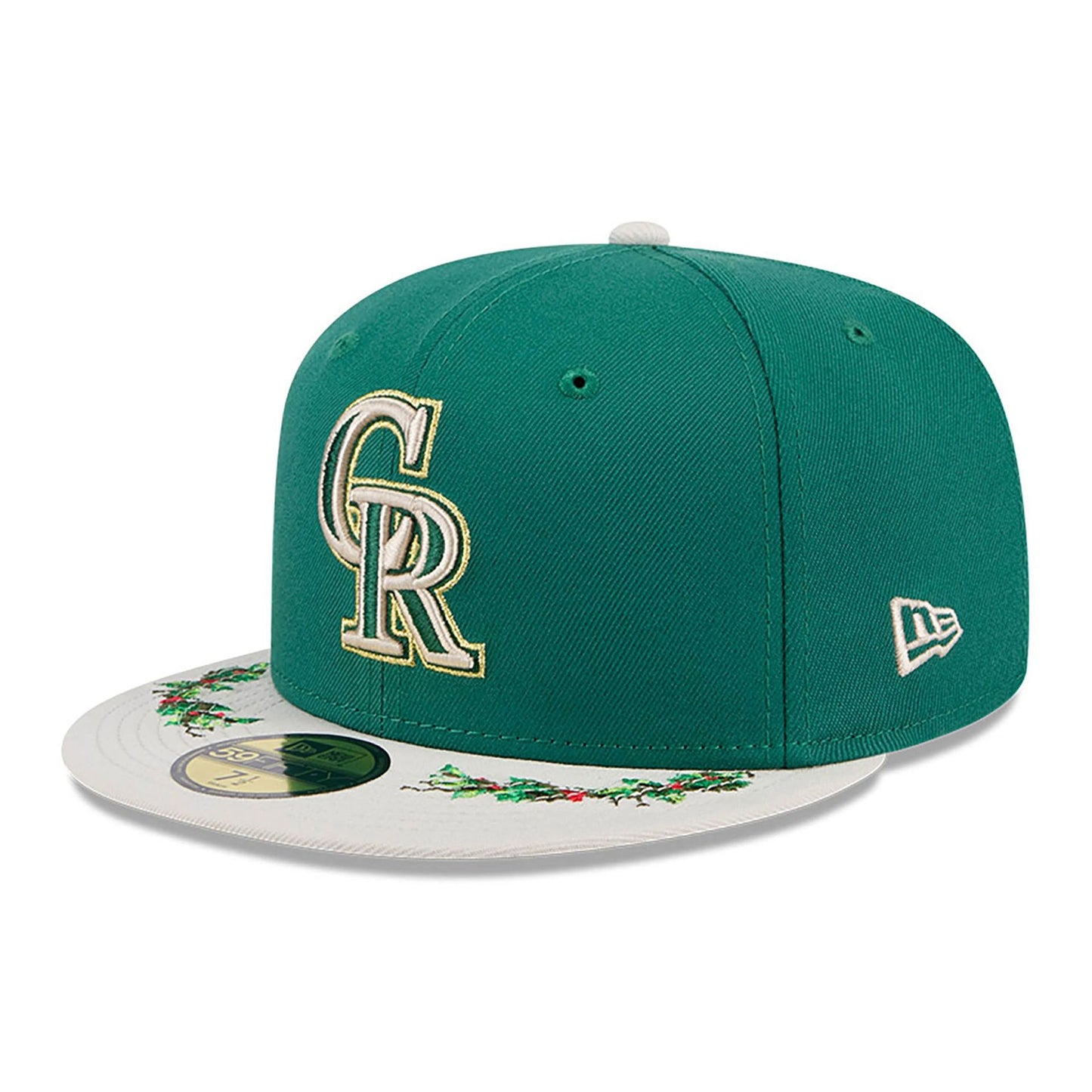 This is a Colorado Rockies Novelty Holly Green 59FIFTY Fitted Cap 4