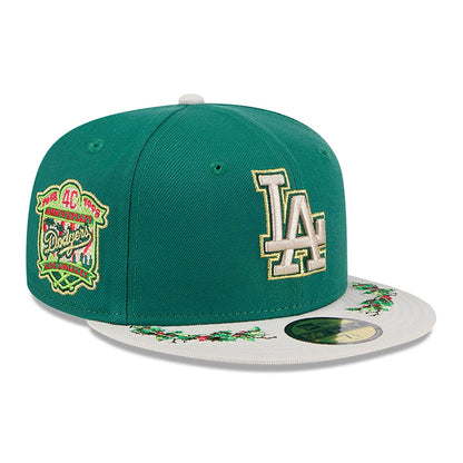 This is a LA Dodgers Novelty Holly Green 59FIFTY Fitted Cap 1