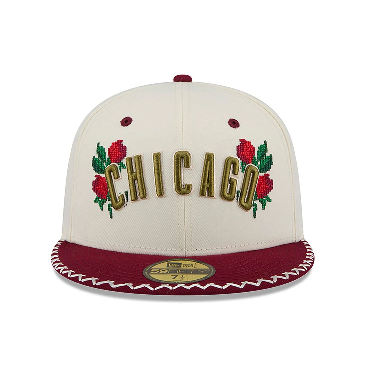 This is a Chicago Cubs Novelty Stitch White 59FIFTY Fitted Cap 3