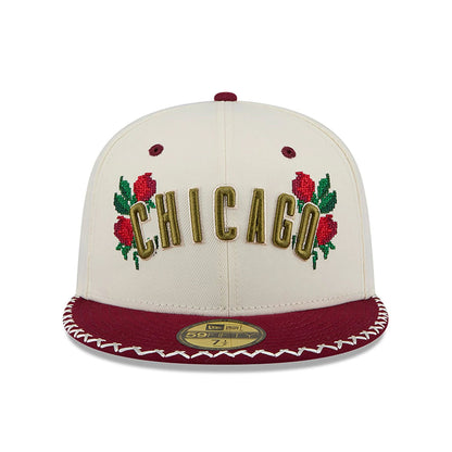 This is a Chicago Cubs Novelty Stitch White 59FIFTY Fitted Cap 3