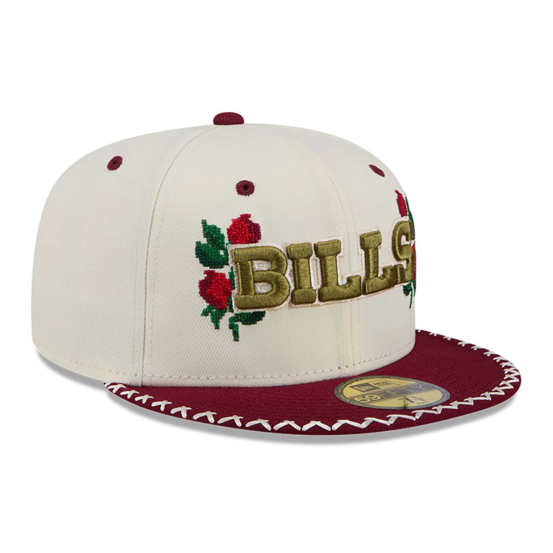 This is a Buffalo Bills Novelty Stitch White 59FIFTY Fitted Cap 4