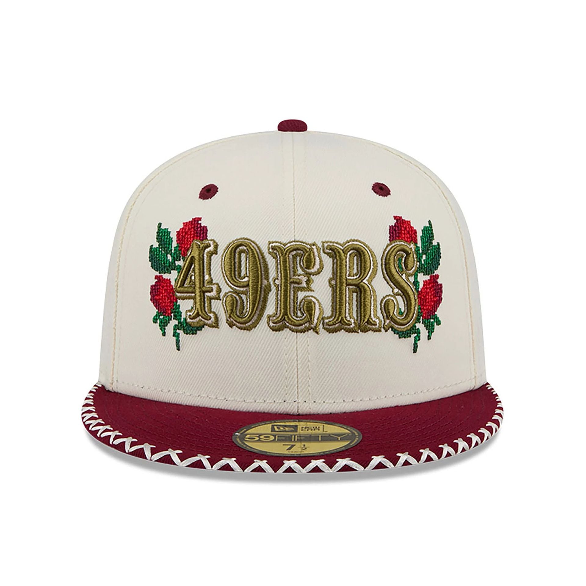 This is a San Francisco 49ers Novelty Stitch White 59FIFTY Fitted Cap 3