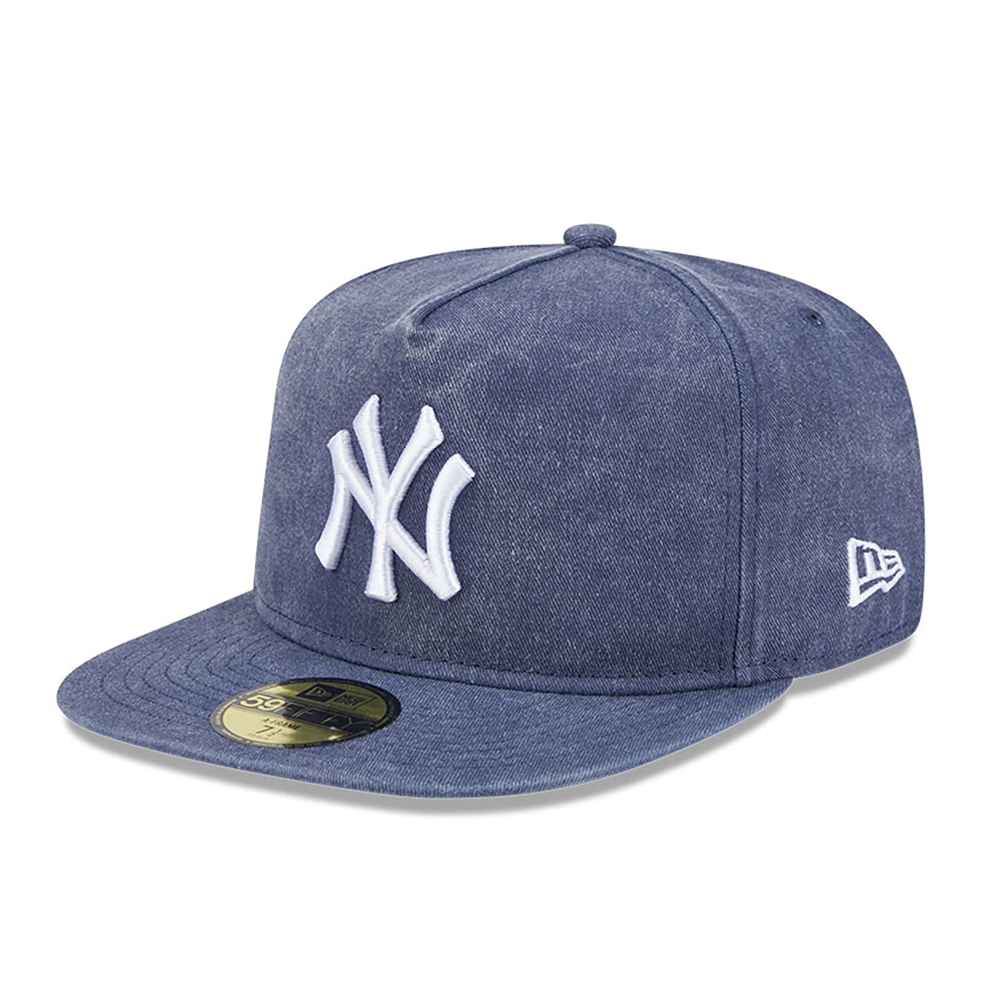 This is a New York Yankees Pigment Dye Navy 59FIFTY A-Frame Fitted Cap 1