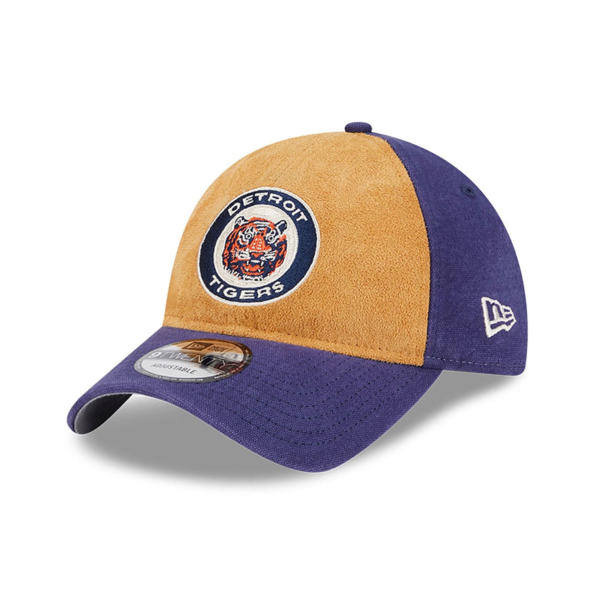 This is a Detroit Tigers Tan Texture Purple 9TWENTY Adjustable Cap 1