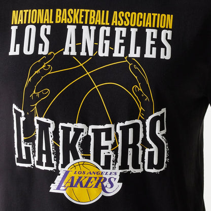 The Male model is wearing LA Lakers NBA Wordmark Black T-Shirt 6