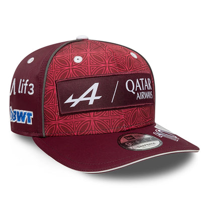 This is a Alpine Racing x Qatar Pierre Gasly Dark Red 9FIFTY Snapback Cap 3