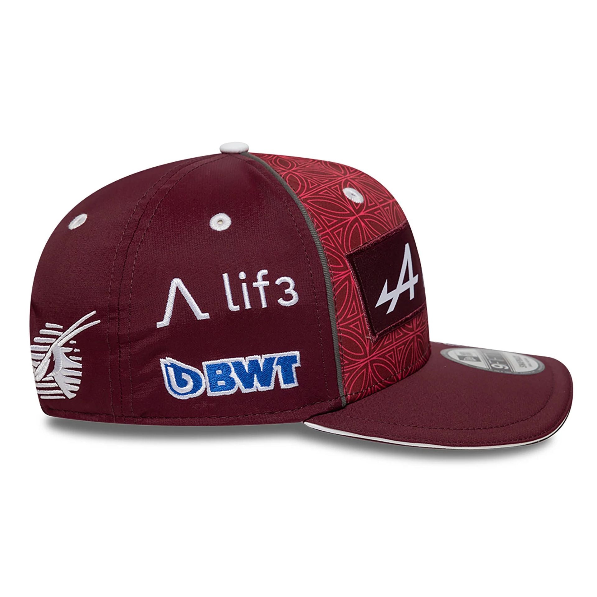 This is a Alpine Racing x Qatar Pierre Gasly Dark Red 9FIFTY Snapback Cap 6