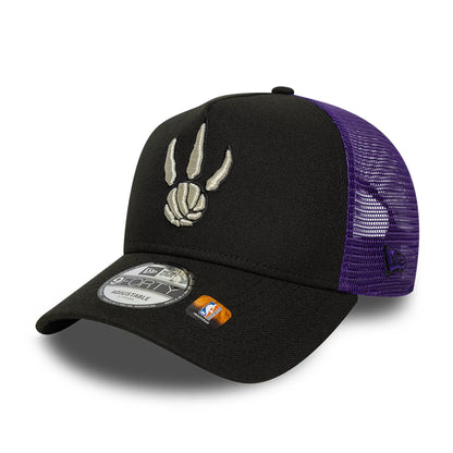 This is a Toronto Raptors NBA Classic Black 9FORTY A-Frame Trucker Adjustable Cap 3