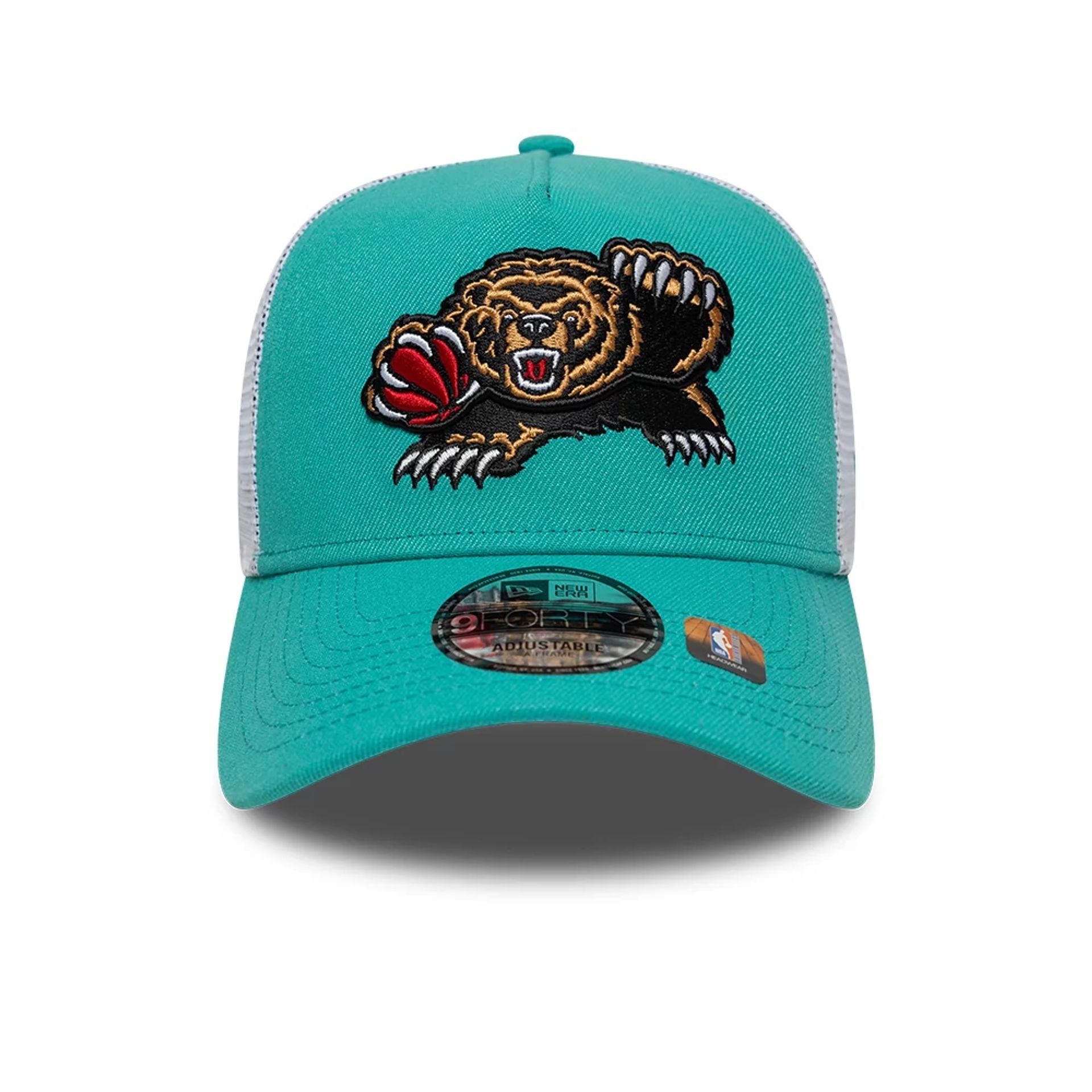 This is a Memphis Grizzlies NBA Classic Turquoise 9FORTY A-Frame Trucker Adjustable Cap 2