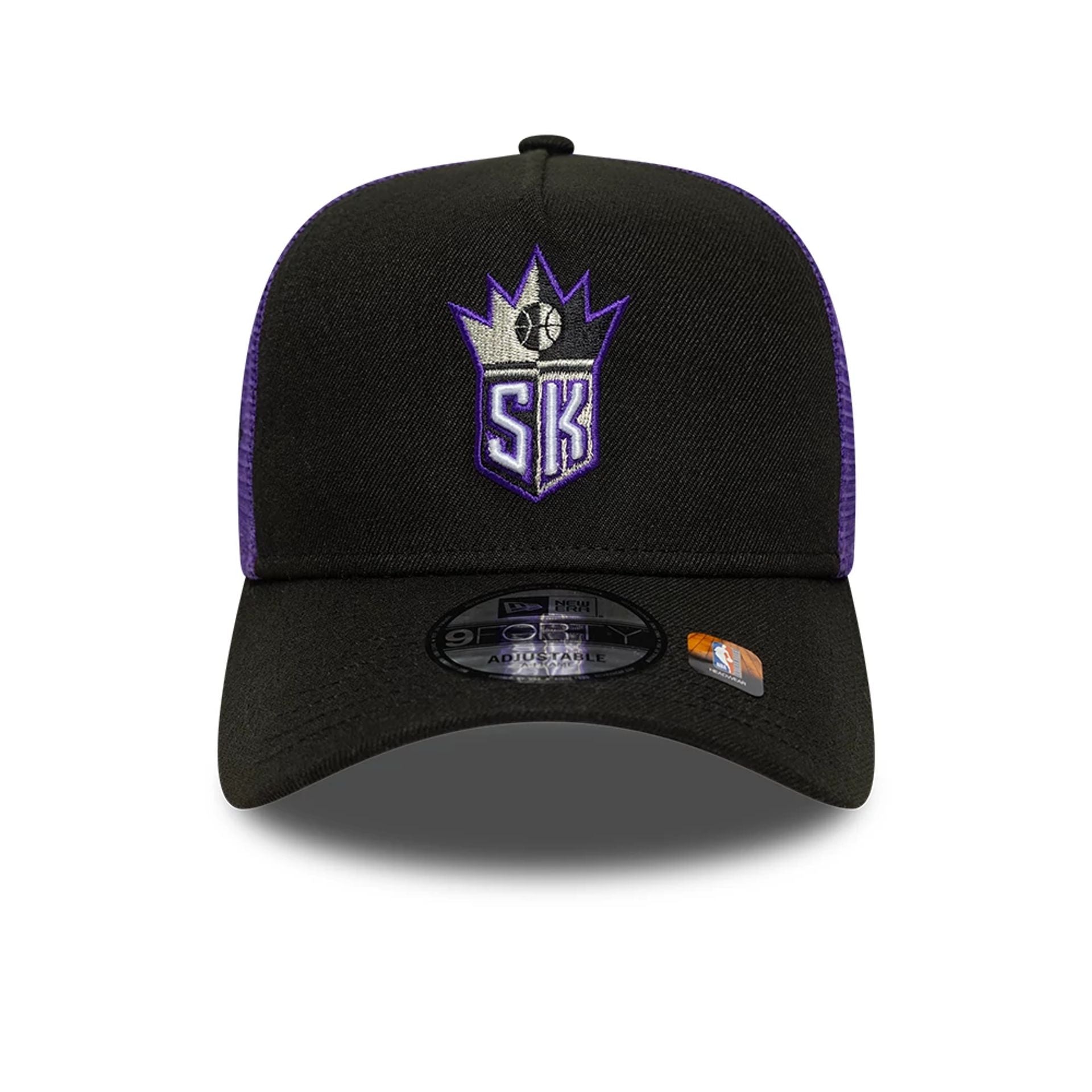 This is a Sacramento Kings NBA Classic Black 9FORTY A-Frame Trucker Adjustable Cap 2