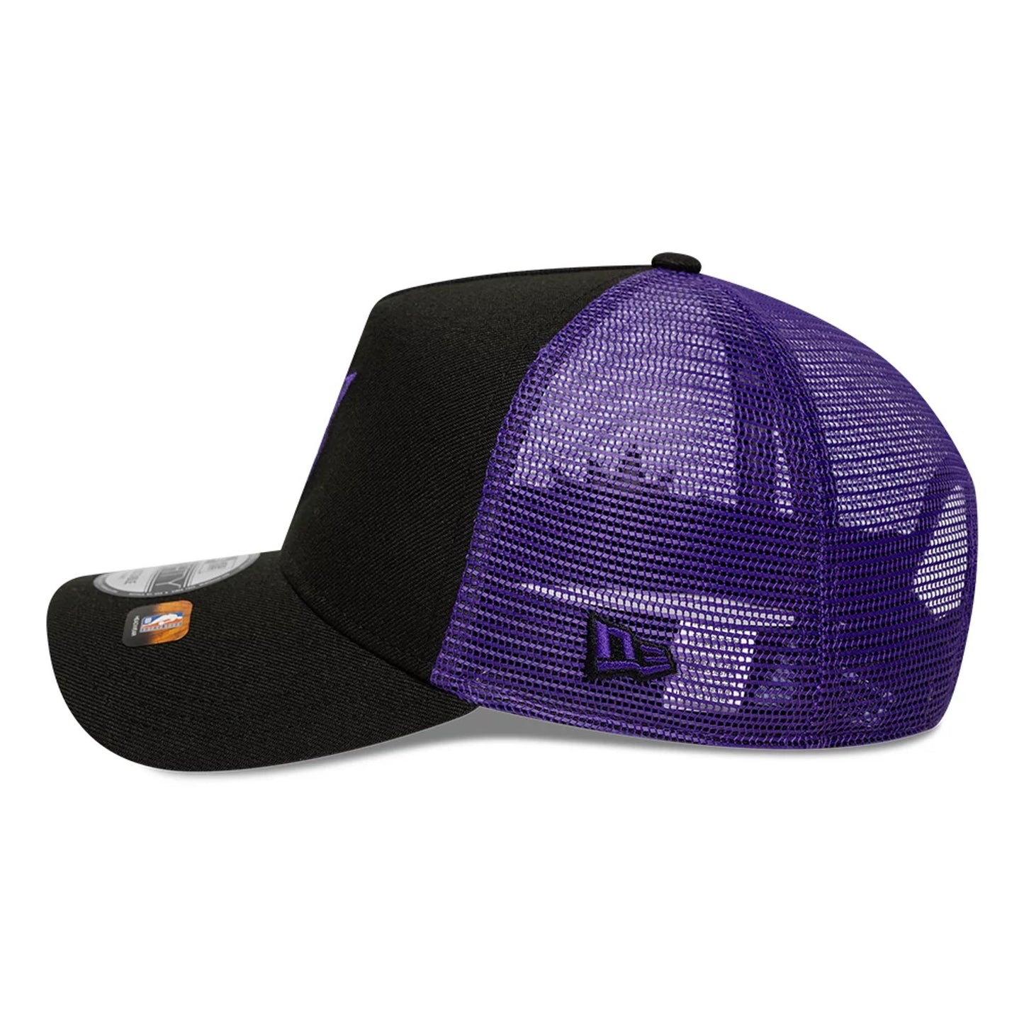 This is a Sacramento Kings NBA Classic Black 9FORTY A-Frame Trucker Adjustable Cap 6