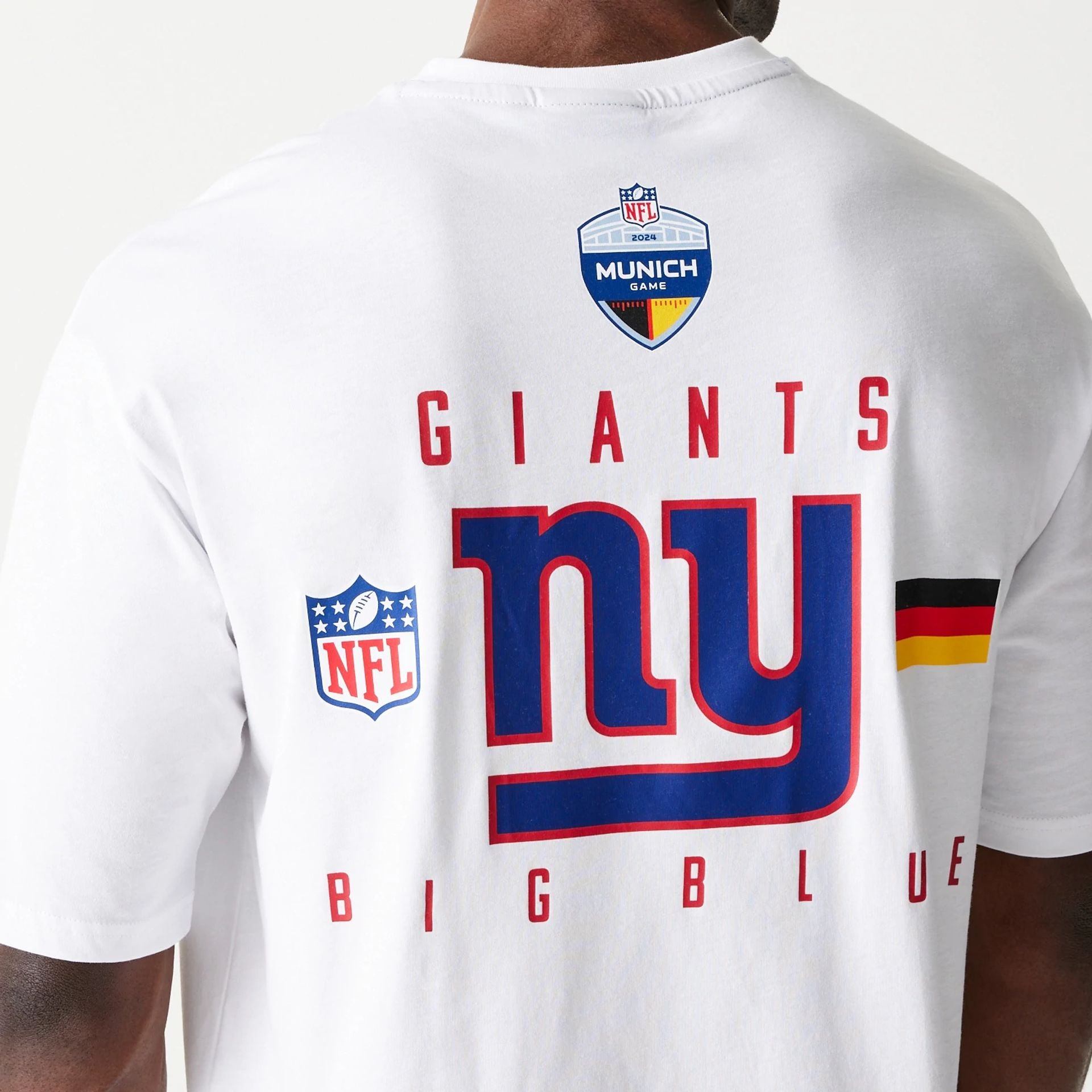 The Male model is wearing New York Giants NFL Games Slogan White Oversized T-Shirt 3