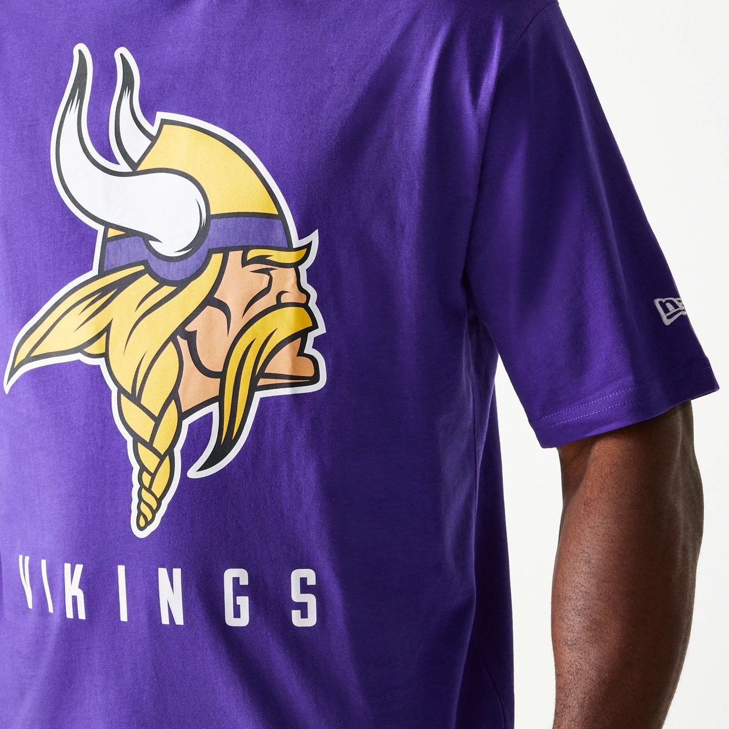 The Male model is wearing Minnesota Vikings NFL Games Slogan Purple Oversized T-Shirt 5