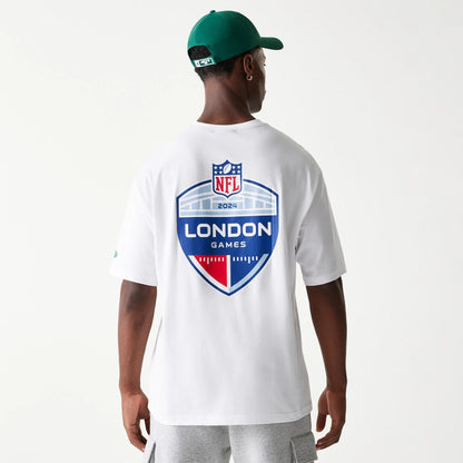 The Male model is wearing New York Jets NFL Games Collegiate White Oversized T-Shirt 7