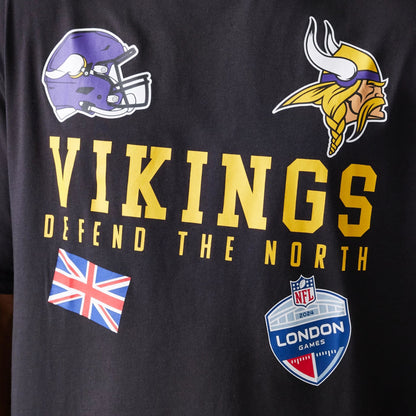 The Male model is wearing Minnesota Vikings NFL Games Collegiate Black Oversized T-Shirt 3