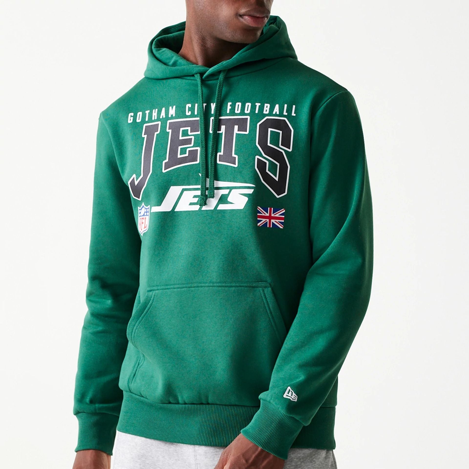 The Male model is wearing New York Jets NFL Games Slogan Green Pullover Hoodie 2