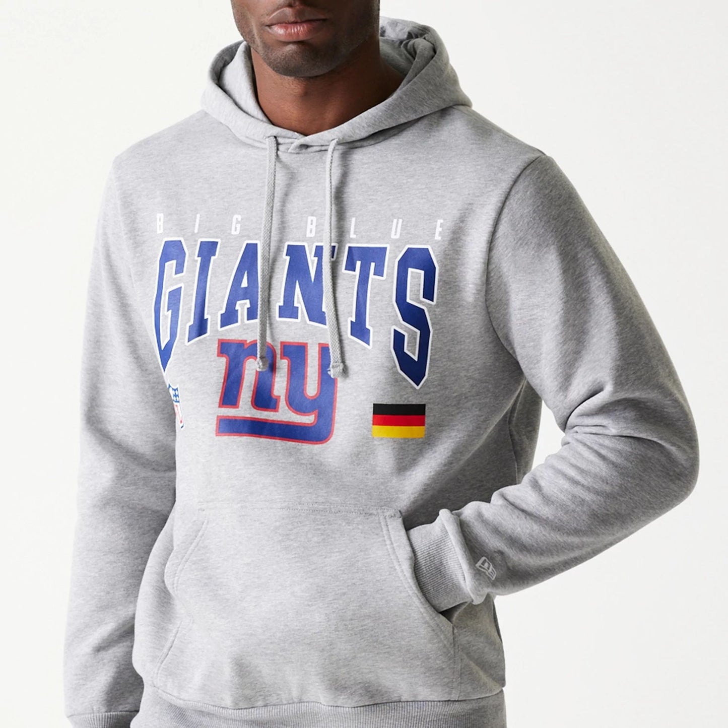 The Male model is wearing New York Giants NFL Games Slogan Grey Pullover Hoodie 2