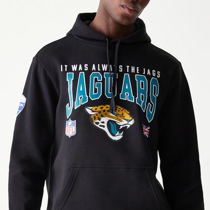 The Male model is wearing Jacksonville Jaguars NFL Games Slogan Black Pullover Hoodie 2