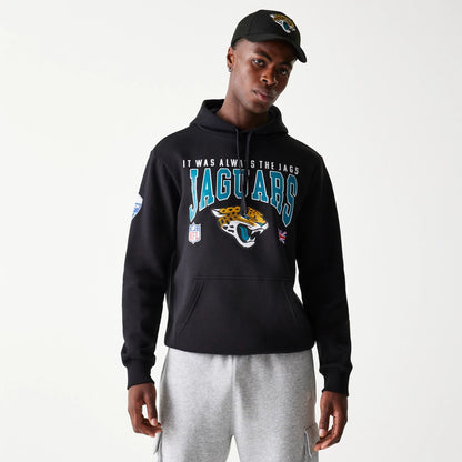 The Male model is wearing Jacksonville Jaguars NFL Games Slogan Black Pullover Hoodie 1