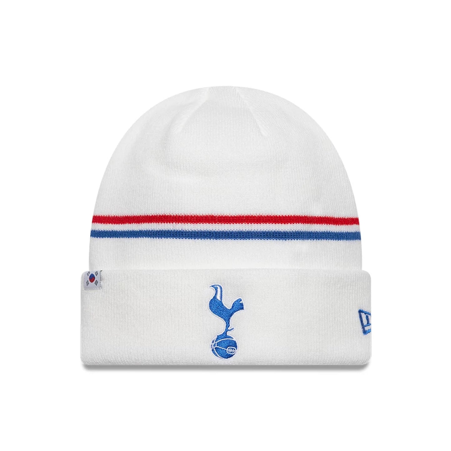 This is a Tottenham Hotspur FC Flagged White Cuff Knit Beanie Hat 1