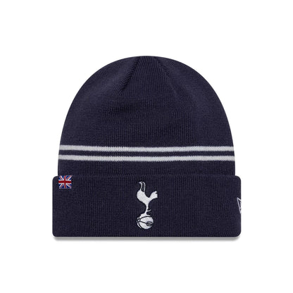 This is a Tottenham Hotspur FC Tottenham Flagged Navy Cuff Knit Beanie Hat 1