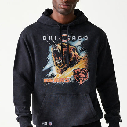 The Male model is wearing Chicago Bears NFL Games Premium Apparel Black Oversized Pullover Hoodie 2