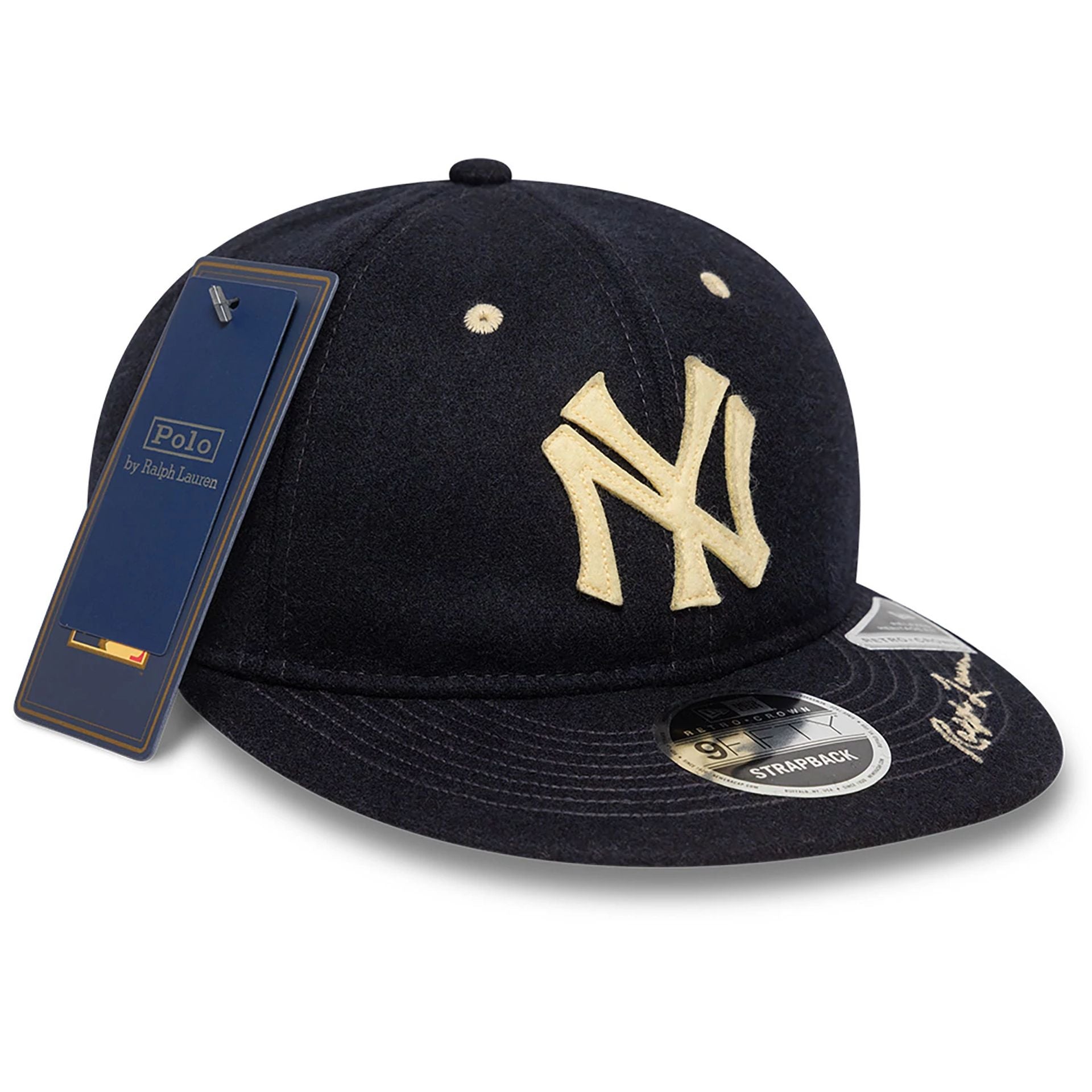 This is a Ralph Lauren x MLB New York Yankees Navy Retro Crown 9FIFTY Snapback Cap 1