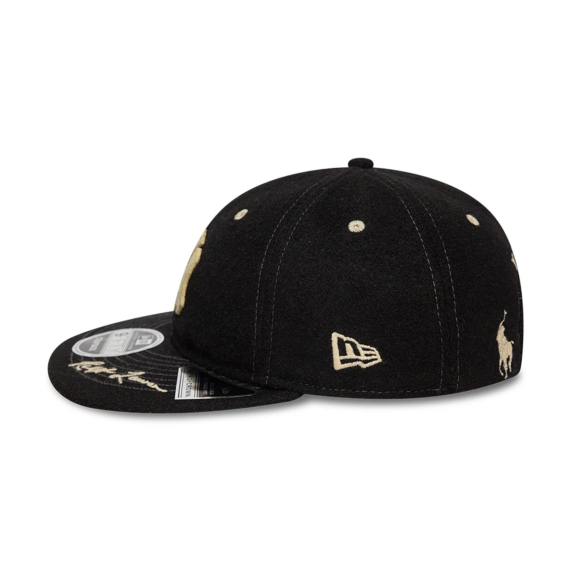 This is a Ralph Lauren x MLB New York Yankees Black Retro Crown 9FIFTY Snapback Adjustable Cap 7