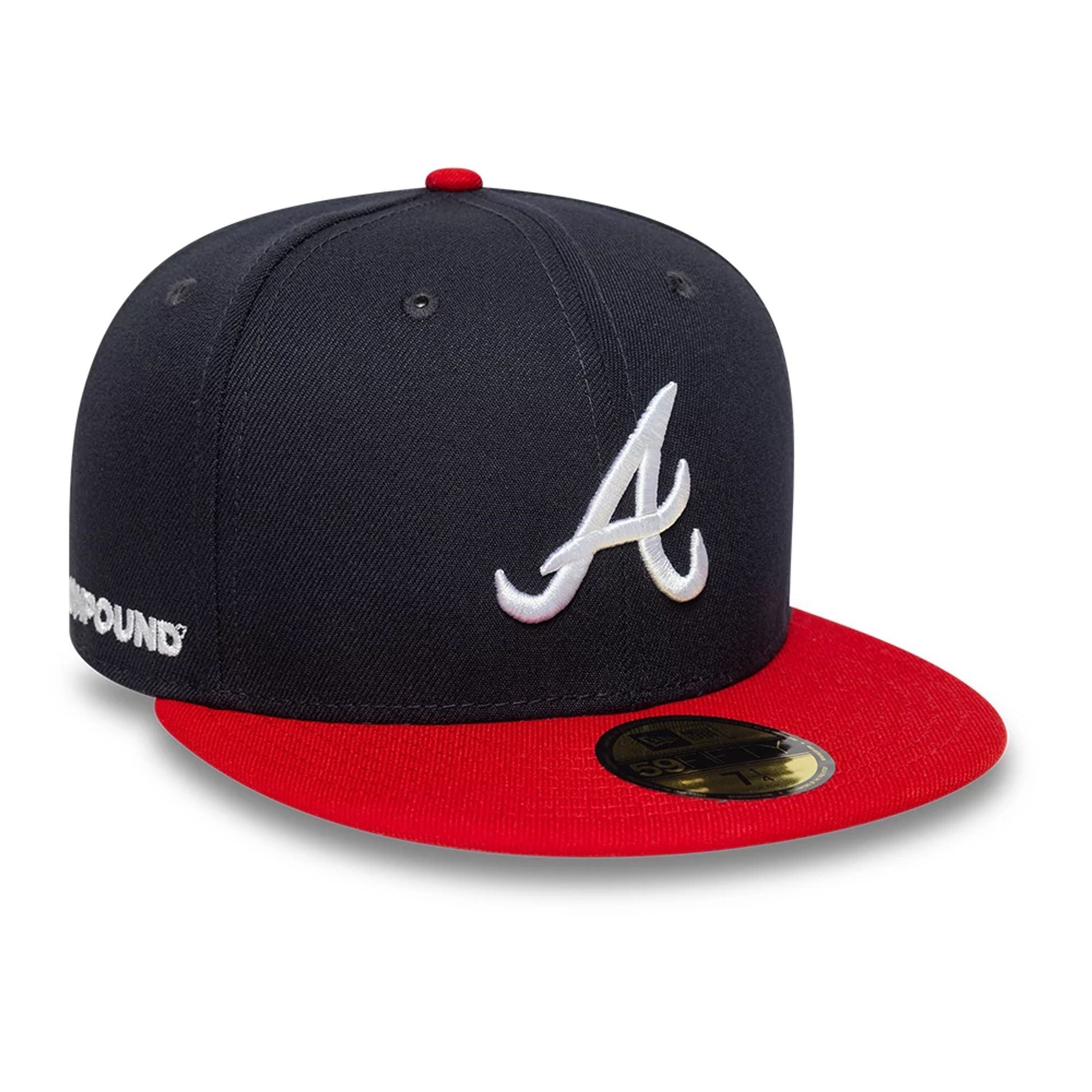 This is a Atlanta Braves Compound X MLB Navy 59FIFTY Fitted Cap 1