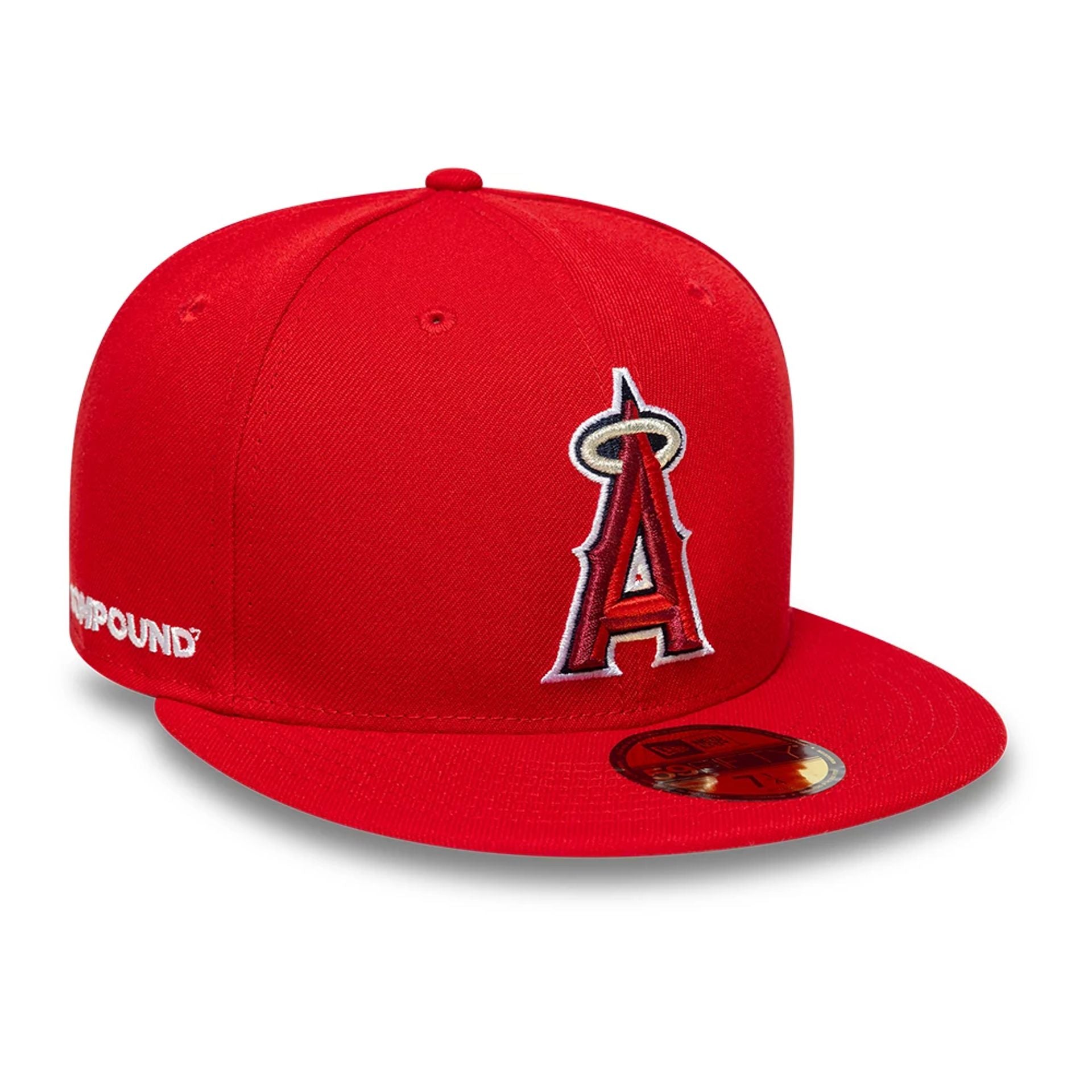 This is a LA Angels Compound X MLB Red 59FIFTY Fitted Cap 1