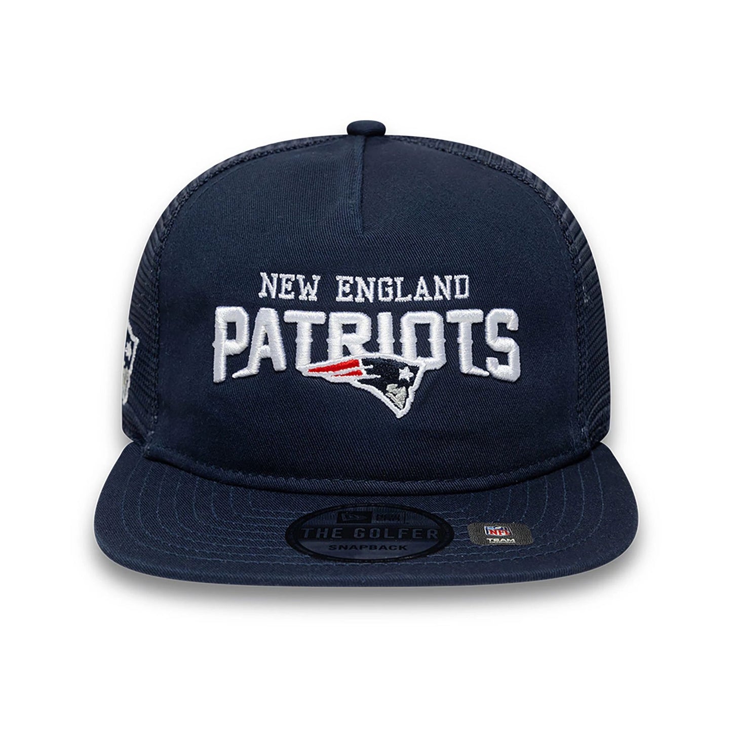 This is a New England Patriots NFL International Series Games 2024 Dark Blue Golfer Adjustable Cap 2