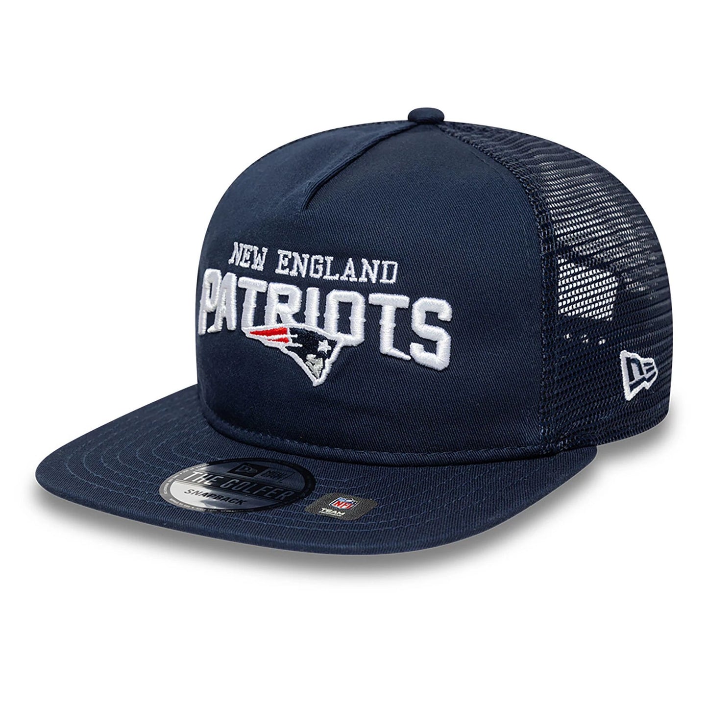 This is a New England Patriots NFL International Series Games 2024 Dark Blue Golfer Adjustable Cap 3