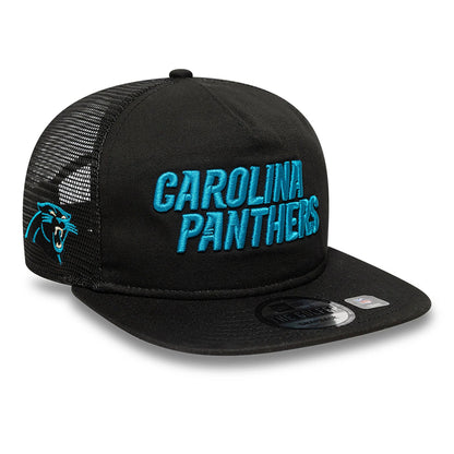 This is a Carolina Panthers NFL International Series Games 2024 Black Golfer Adjustable Cap 1