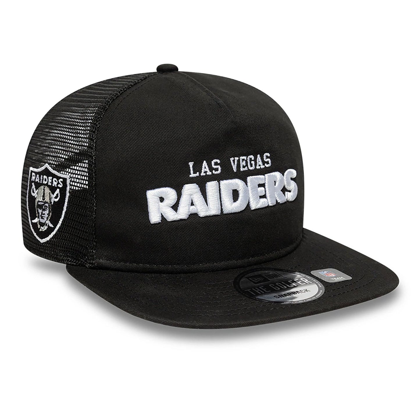 This is a Las Vegas Raiders NFL International Series Games 2024 Black Golfer Adjustable Cap 1