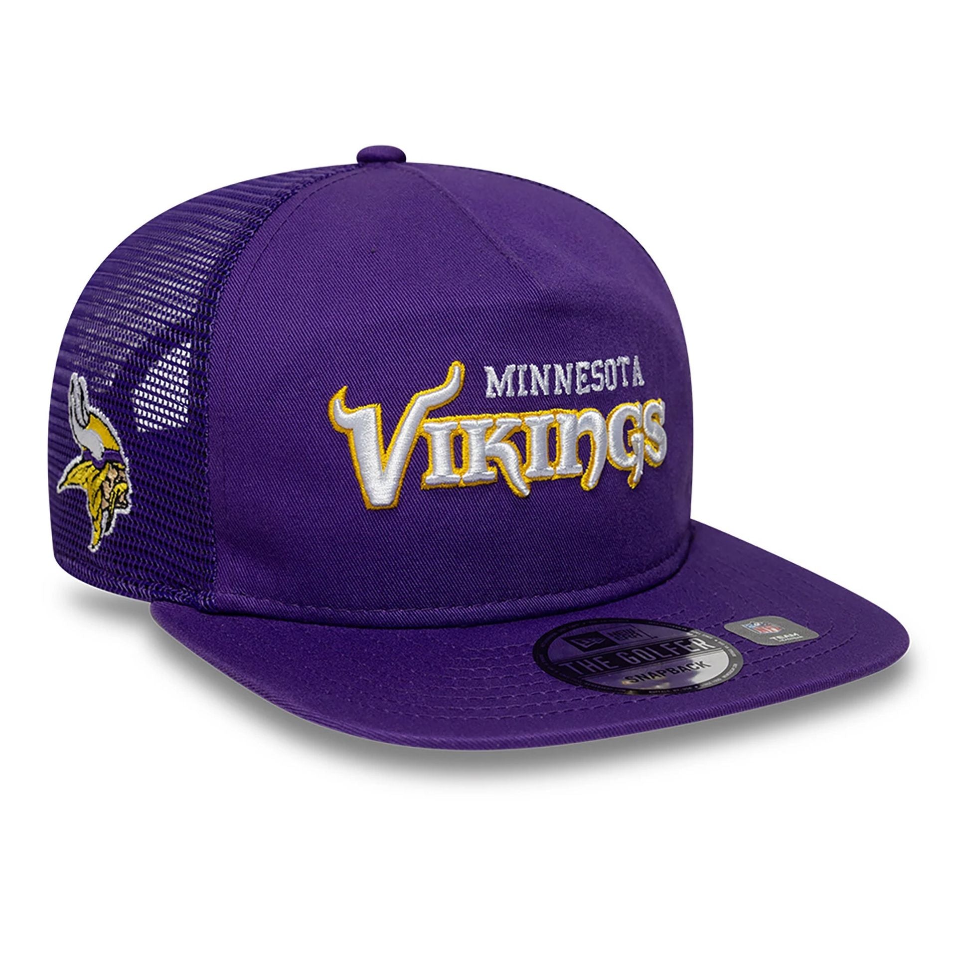 This is a Minnesota Vikings NFL International Series Games 2024 Purple Golfer Adjustable Cap 1