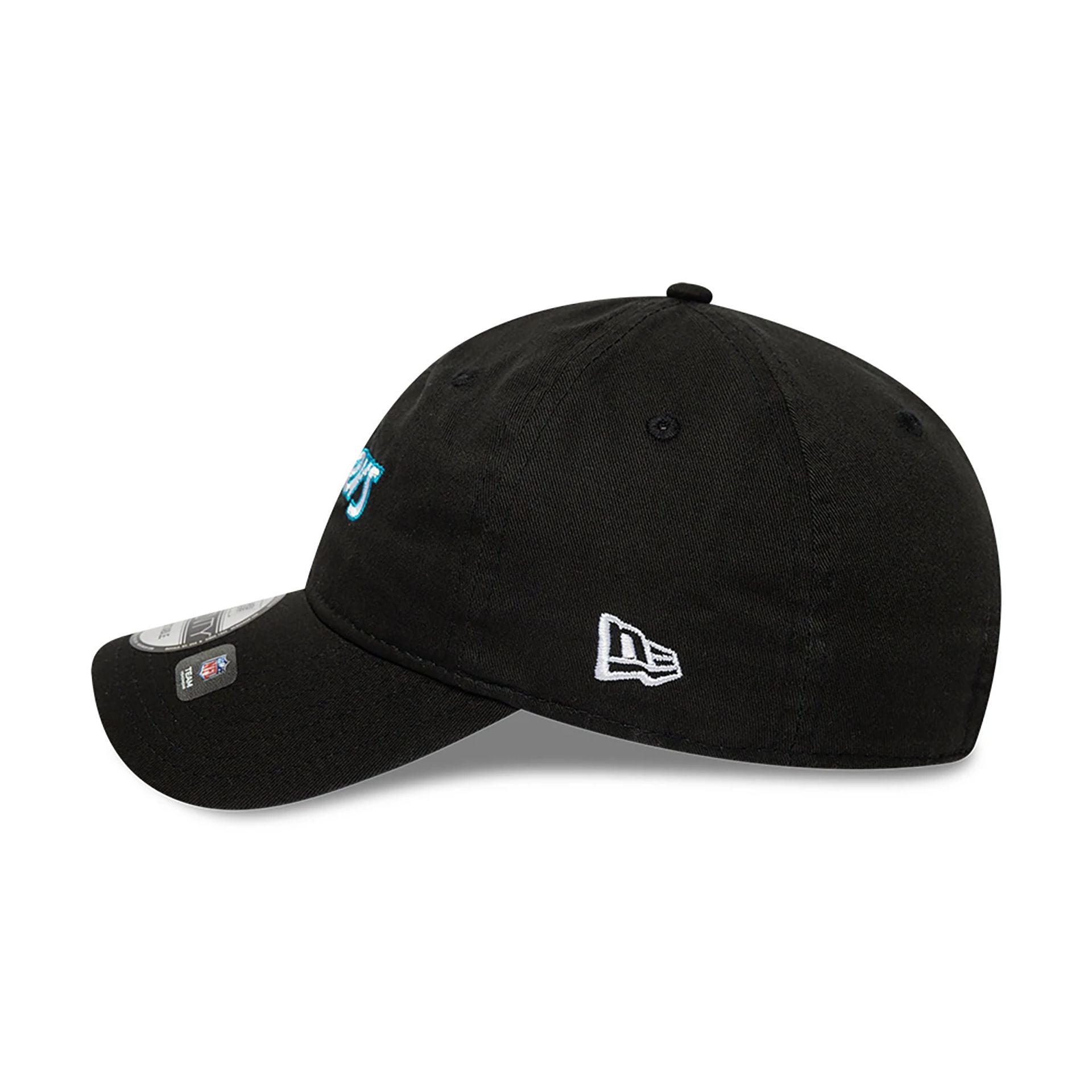 This is a Carolina Panthers NFL International Series Games 2024 Black 9TWENTY Adjustable Cap 7