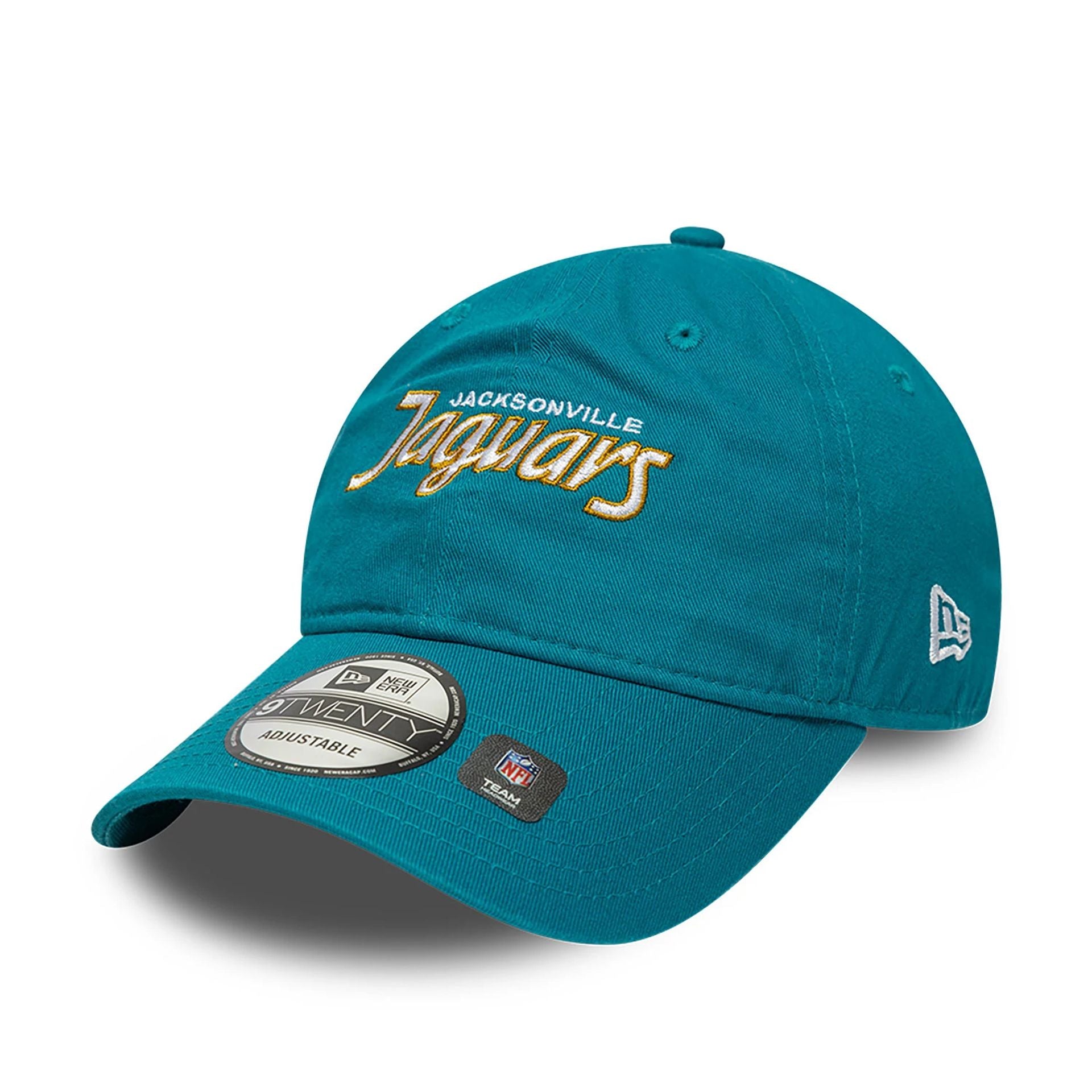 This is a Jacksonville Jaguars NFL International Series Games 2024 Turquoise 9TWENTY Adjustable Cap 3