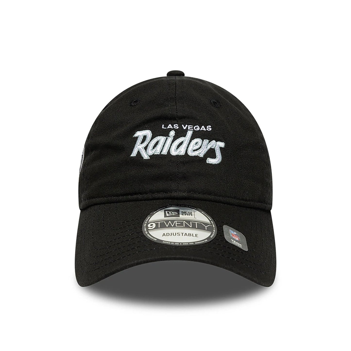 This is a Las Vegas Raiders NFL International Series Games 2024 Black 9TWENTY Adjustable Cap 2