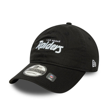 This is a Las Vegas Raiders NFL International Series Games 2024 Black 9TWENTY Adjustable Cap 3