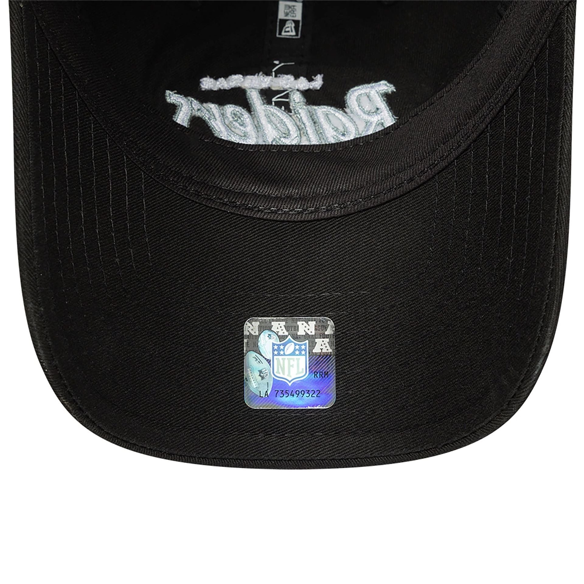 This is a Las Vegas Raiders NFL International Series Games 2024 Black 9TWENTY Adjustable Cap 5