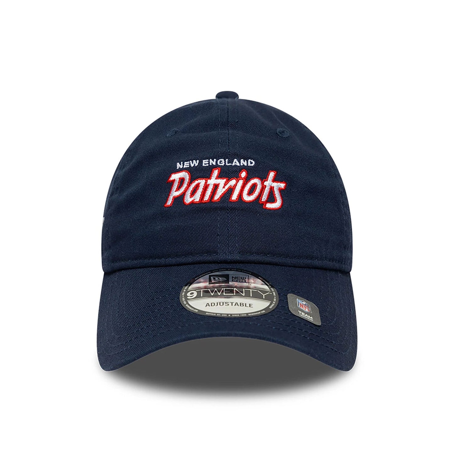 This is a New England Patriots NFL International Series Games 2024 Dark Blue 9TWENTY Adjustable Cap 3