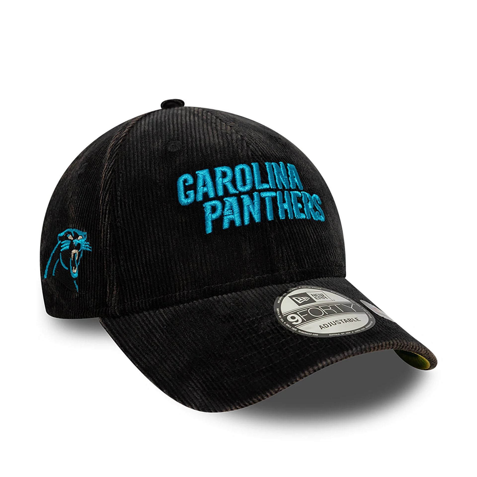 This is a Carolina Panthers NFL International Series Games 2024 Black 9FORTY Adjustable Cap 1