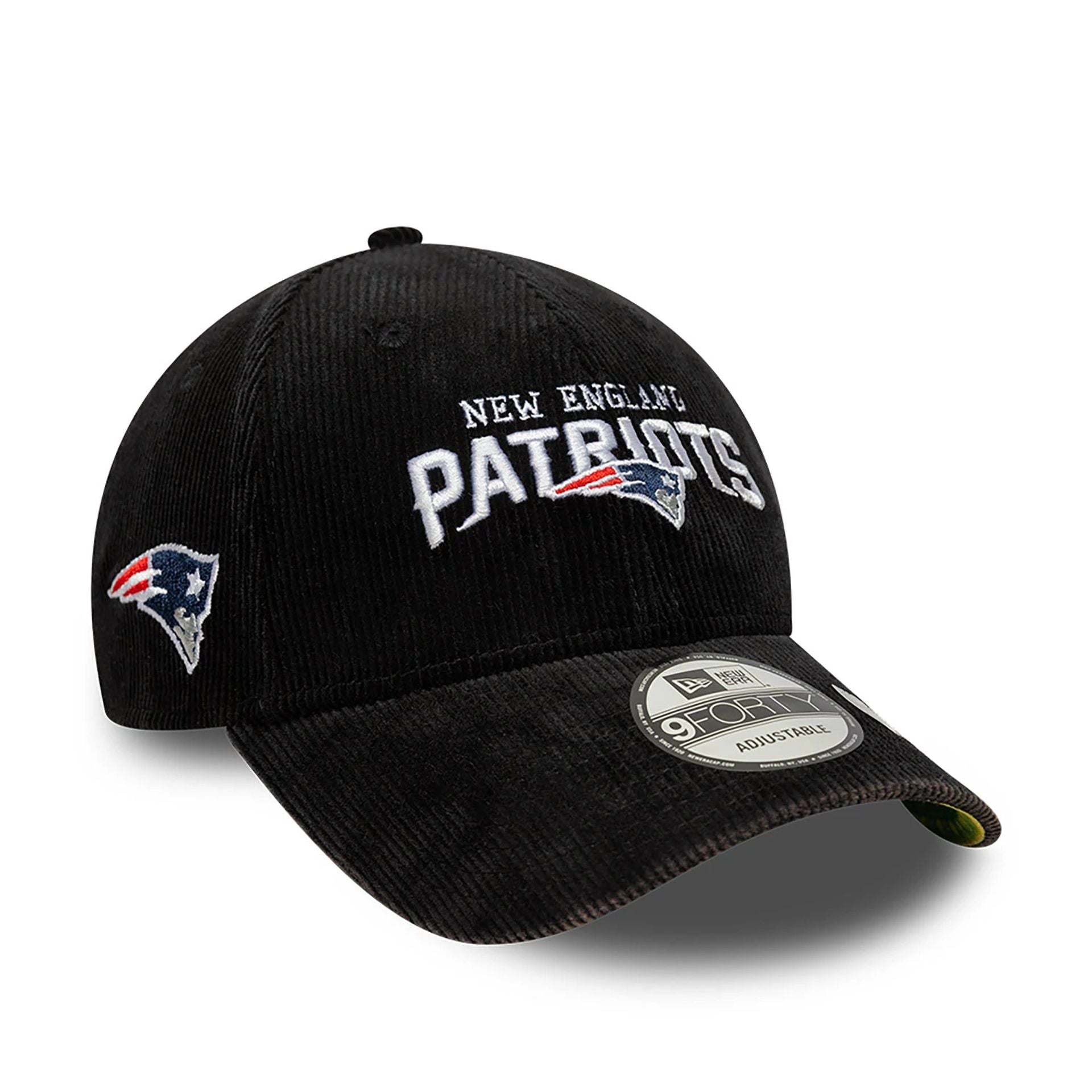 This is a New England Patriots NFL International Series Games 2024 Black 9FORTY Adjustable Cap 1