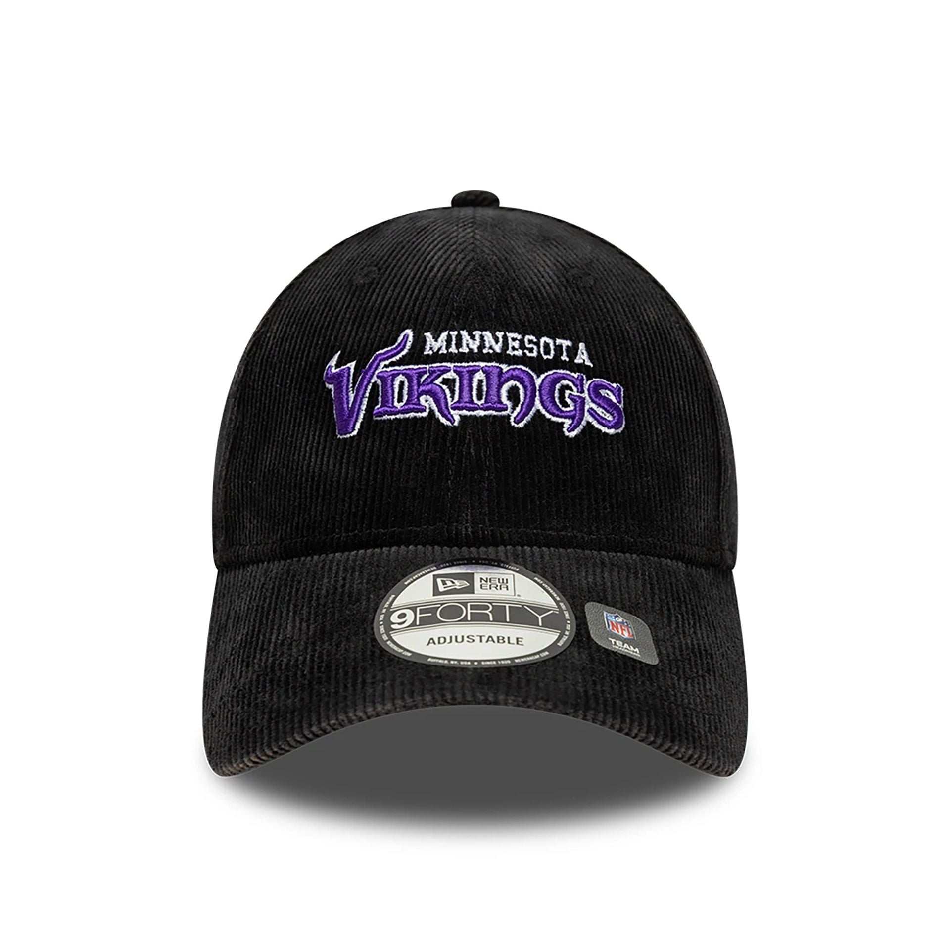 This is a Minnesota Vikings NFL International Series Games 2024 Black 9FORTY Adjustable Cap 3