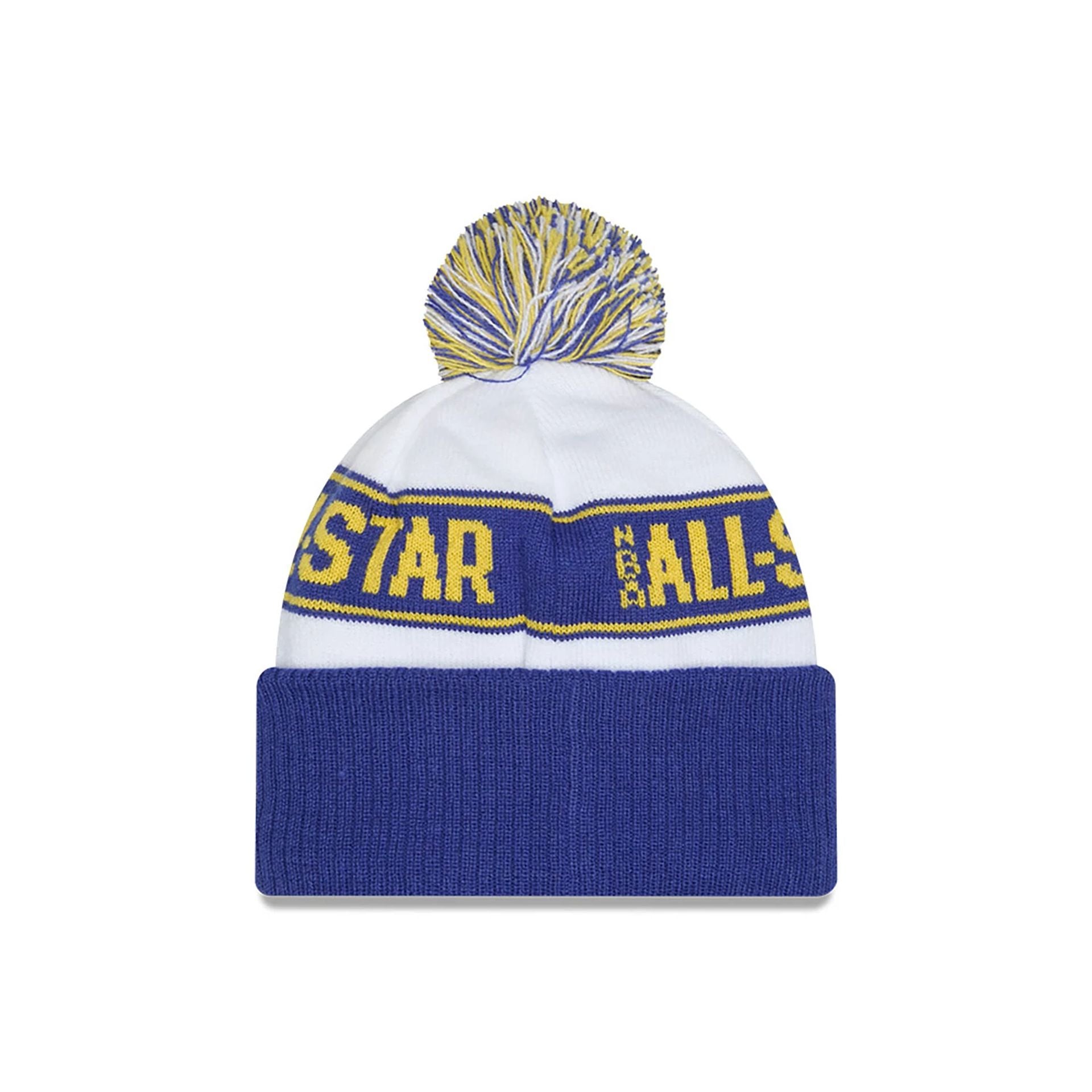 This is a NBA All Star Game 2025 Logo White Bobble Knit Beanie Hat 2