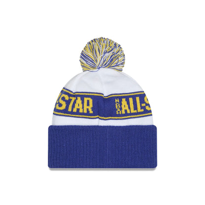 This is a NBA All Star Game 2025 Logo White Bobble Knit Beanie Hat 2