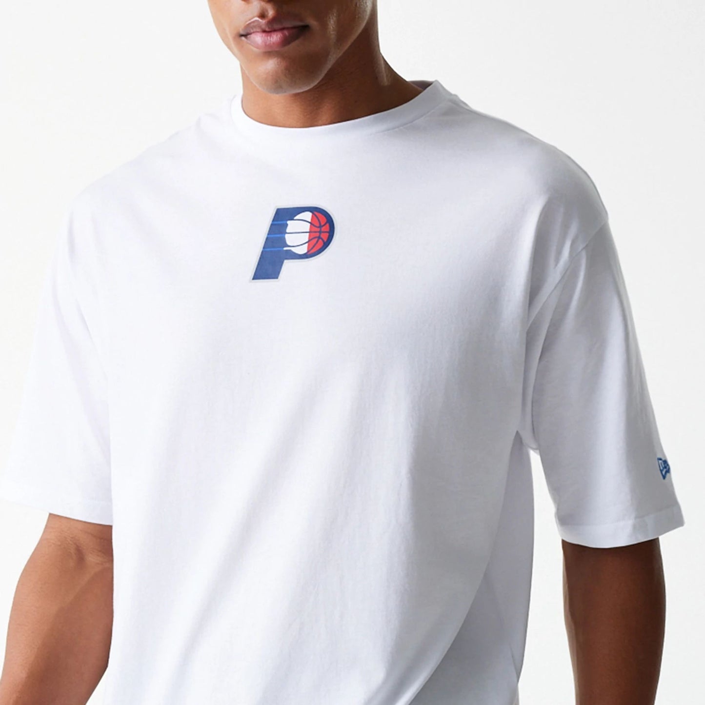 The Male model is wearing Indiana Pacers NBA Paris Games 2025 White T-Shirt 6