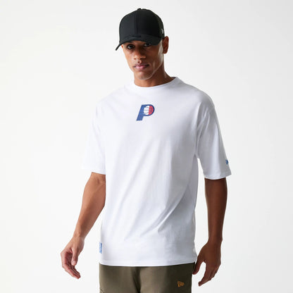 The Male model is wearing Indiana Pacers NBA Paris Games 2025 White T-Shirt 1